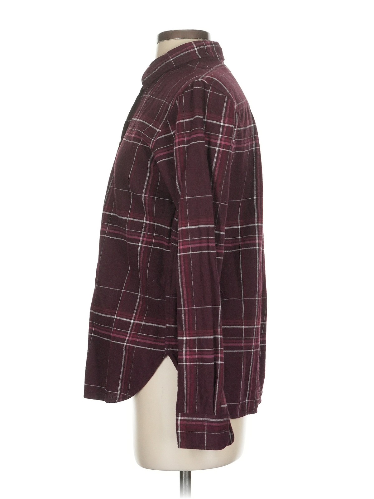 Uniqlo Women Red Long Sleeve Button-Down Shirt S thumbnail 4