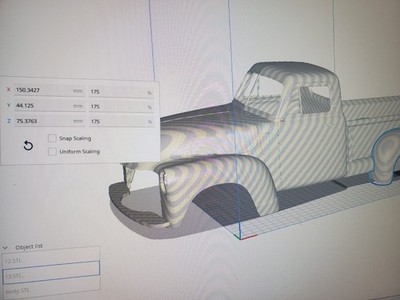 3D Printed RC CAR 1940 Chevy Truck 1/10 Body 8'' Wide