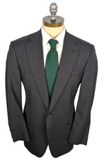 NORMAN HILTON Suit Wool Charcoal Gray Plaid Sz 40R Jacket Pants USA Made Trad
