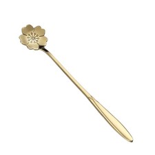 Golden Stainless Steel Spoon Ergonomic Round Dessert Spoon With Long Handle For