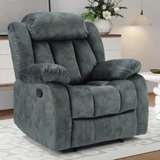 CANMOV Manual Recliner Chair w/Padded Armrest Classical Fabric Reclining Chairs