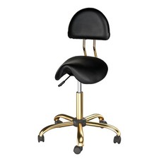 Saddle Stool with Wheels - Height Adjustable Swivel Stool with Backrest