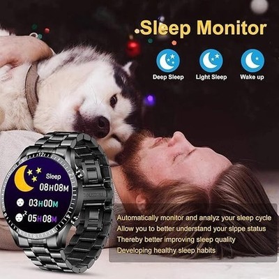 Men Smart Watch for Android iOS Bluetooth Call 1.3'' Full Touch Screen IP67 Steel