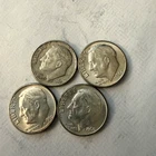 Lot of 4 Pre 1964 Roosevelt Dimes 90% Silver 1960-D Quantity = 4 Sold As Shown