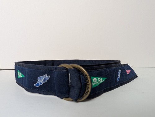 Baby Boy RALPH LAUREN Navy Blue Pennant Pirate Flag D Ring Canvas Belt 12 Month