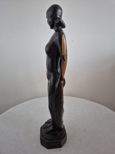 Schöne 14" antike Jugendstil elegante Akt weibliche Eisenholz Statue wunderschön - Bild 3 von 10