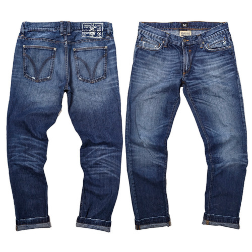 Dolce&Gabbana 2000s Y2K Distressed Embroidered Navy Blue Denim Tight Jeans W35/L