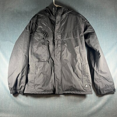 Burton Mens Windbreaker Jacket Black Long Sleeve Full Zip Dry Ride Hooded Size M