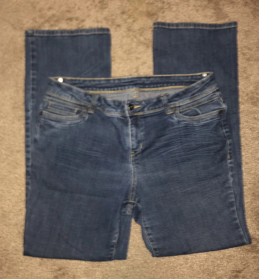 Vera Wang 女式 12 R 码深蓝色靴型剪裁弹力胡须拉链 — 第 4/4 张图片