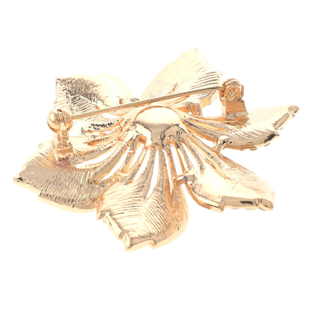 ♡xl Gold Tone Metal Crystal Rhinestone Flower Brooch P1469-GCL | eBay
