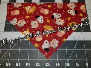 Snoopy with Popcorn Slip Through Collar No Tie Pet Bandana
