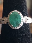 Emerald and Zircon Ring, Platinum over Sterling Silver  — photo 1