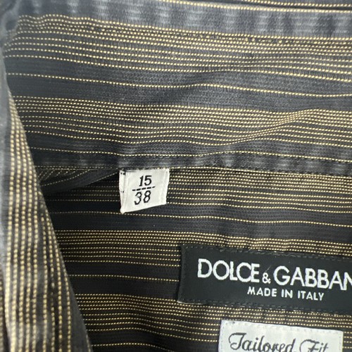 Dolce & Gabbana Men's Tailored Fit Long Sleeve Dress Shirt Size 15/38 Stripe - Picture 5 of 10