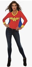 NEW DC Rubies Wonder Woman Women's Adult Shirt w Cape Costume-Size SMALL