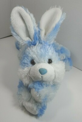 Dan Dee Blue & White Laying Bunny Rabbit Plush 14''