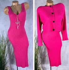 2 teiler RIPPSTRICK SET Kleid + Pullover butterweich PINK 36 38 40