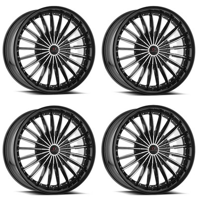 Set 4 20'' Cavallo CLV-32 Gloss Black & Machined Wheels 20x8.5 5x112 5x4.5 35mm
