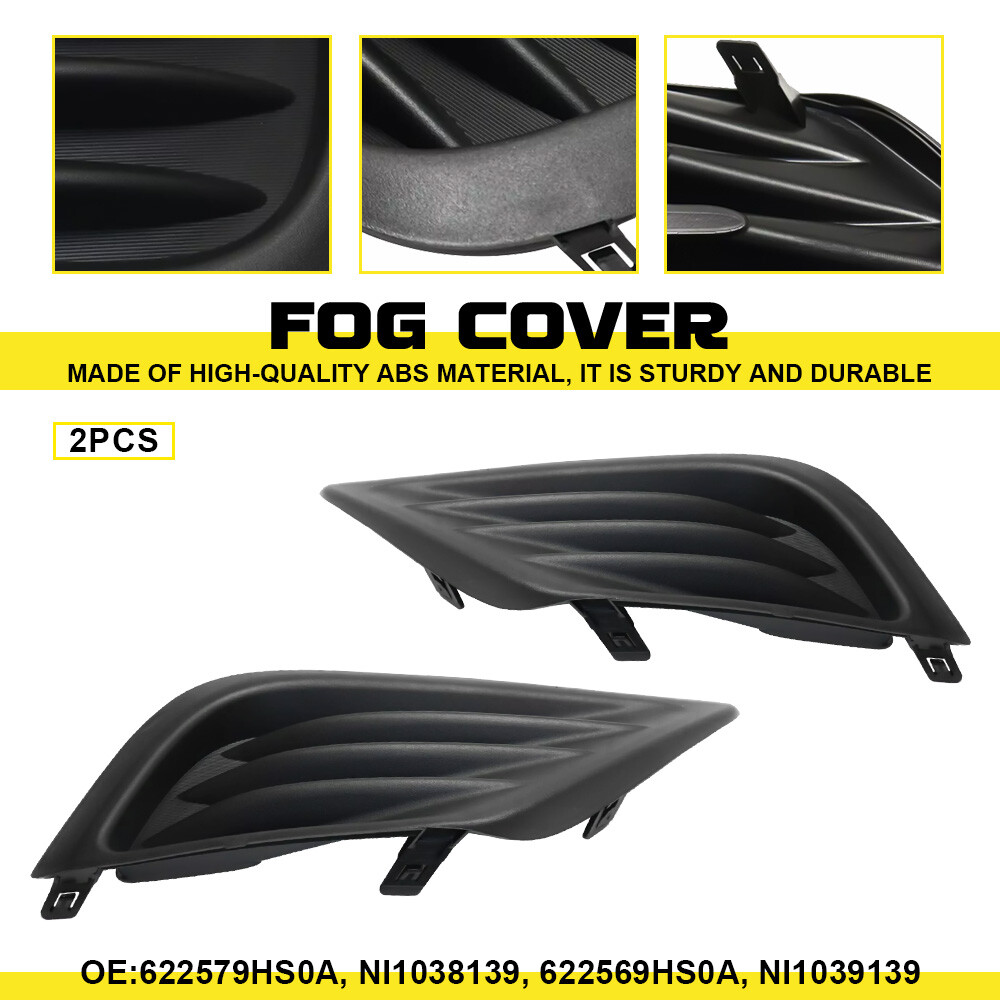 Pair of Front Bumper Grille Fog Light Hole Covers for 2016-2018 Nissan Altima