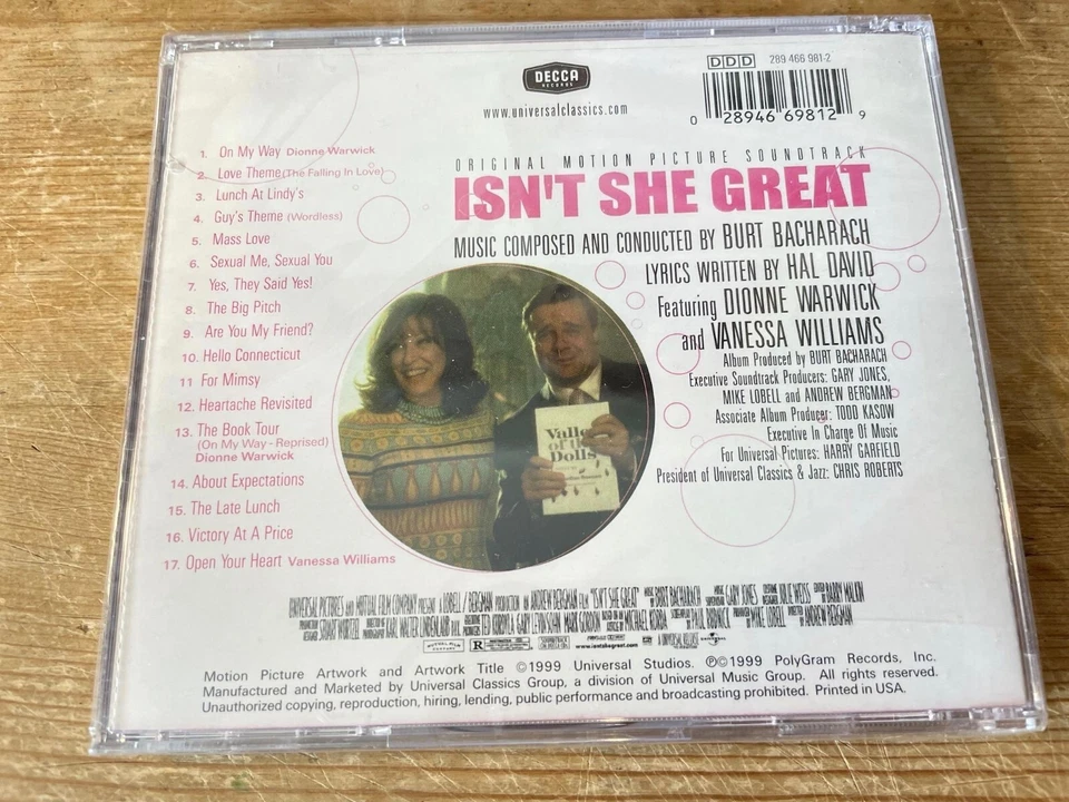 ISN'T SHE GREAT (Burt Bacharach) OOP 1999 Decca Soundtrack Score CD SEALED - Image 2 of 2