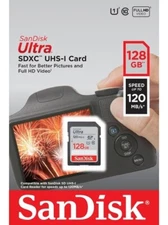 SanDisk 128GB ULTRA SDXC SD 120mb/s Camera Flash Memory Card SDSDUN4-128G