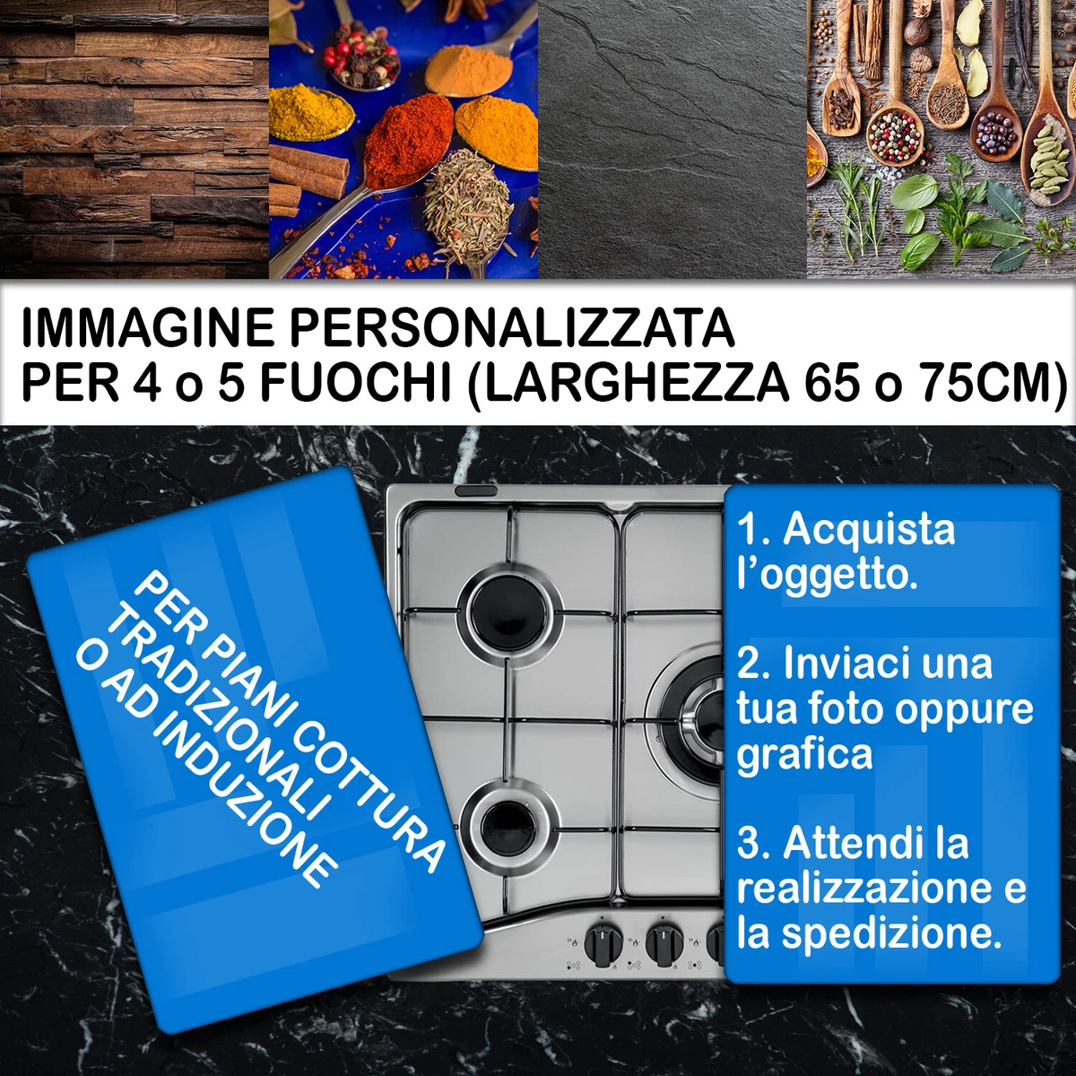 Copri Piano Cottura 70x52 Cm | Tappetino Protettivo Per Induzione | Antiscivolo E Facile Da Pulire