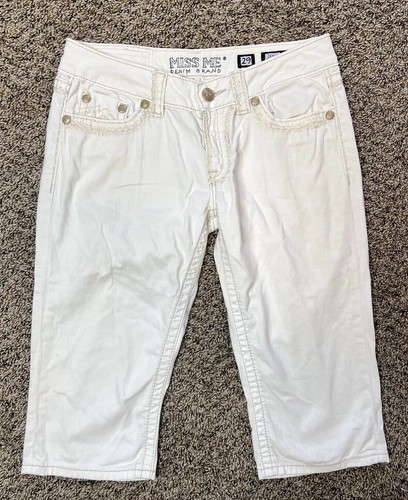MISS ME DENIM BRAND IRENE CROPPED White Flap Pocket JPD1002CAW Size 29