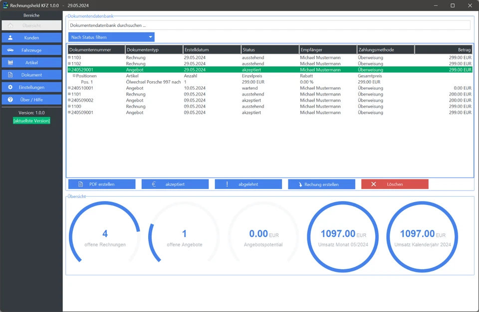KFZ PDF Rechnungsprogramm, Werkstatt Software, Autowerkstatt Programm, Pkw - Bild 2 von 4