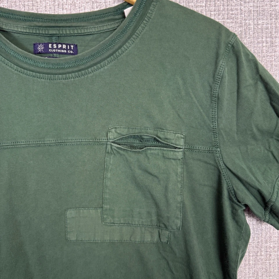 Esprit Clothing Co. T-Shirt Regular Fit Pocket Green Mens Size L 90s Y2K Preppy - Image 4 of 4