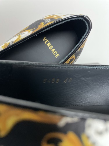 Authentic Versace Barocco Venetian Silk White/Black/Gold Loafers Size 8 10 - Picture 6 of 8