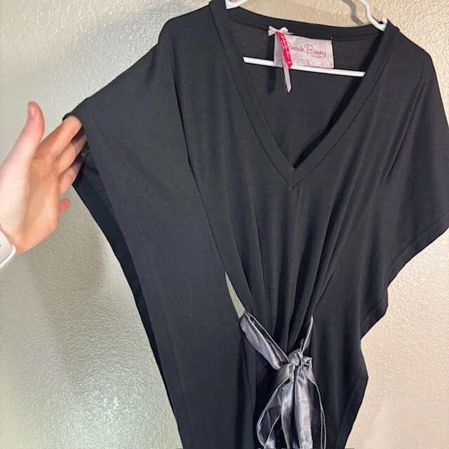 Vestido Beach Bunny Para Mujer XS Salón Natación Cubierta Corbata Cintura Cuello en V Caftán Foto 3 de 4