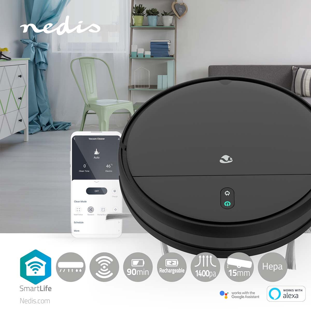 Robot Aspirapolvere Lavapavimenti WIFI smart ricarica automatica alexa google