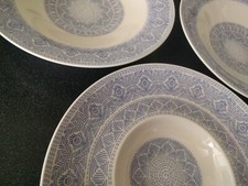3 VILLEROY & BOCH GERMANY ALGO BLUE PASTA BOWLS AFRICAN INSPIRED DESIGN SERVING