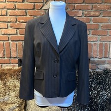 Designer NINE WEST sz 10 Brown Striped Lined Dress Blazer Jacket