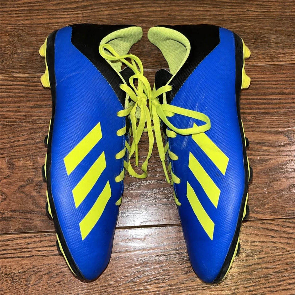 Botines de fútbol Adidas X 18.4 FxG niños jóvenes talla 4 fútbol azul amarillo DB2419 Foto 3 de 4