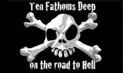 10 Ten Fathoms Deep Pirate Flag Skull Banner Crossbones Jolly Roger Pennant 3x5