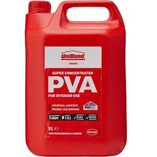 PVA Glue 5 litre Clear Wood Adhesive Unibond Super Concentrated 5L High Strength