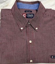 Chaps Easy Care Dress Shirt, Size XL, Red Plaid, Cotton/Polyester