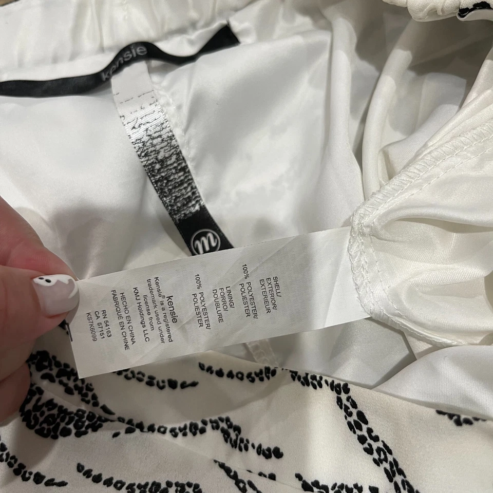 Kensie Womens Black White Eggshell Slit Front Long Maxi Skirt Size Medium - Image 4 of 4