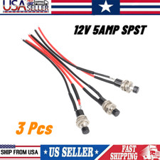 3x Mini Push Button Pre-Wired Momentary N/O OFF-ON Switch Plug 12V 5AMP SPST