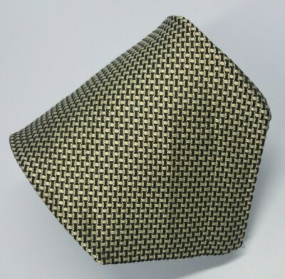 Robert Talbott Best of Class Silk Tie Gold Black Geometric Necktie 57 x 3.7/8