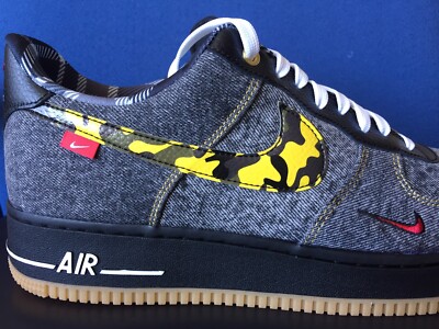 Nike Air Force '07 LV8 Black DENIM MultiColor CAMO Mini Swoosh GUM Dunk  SB 13