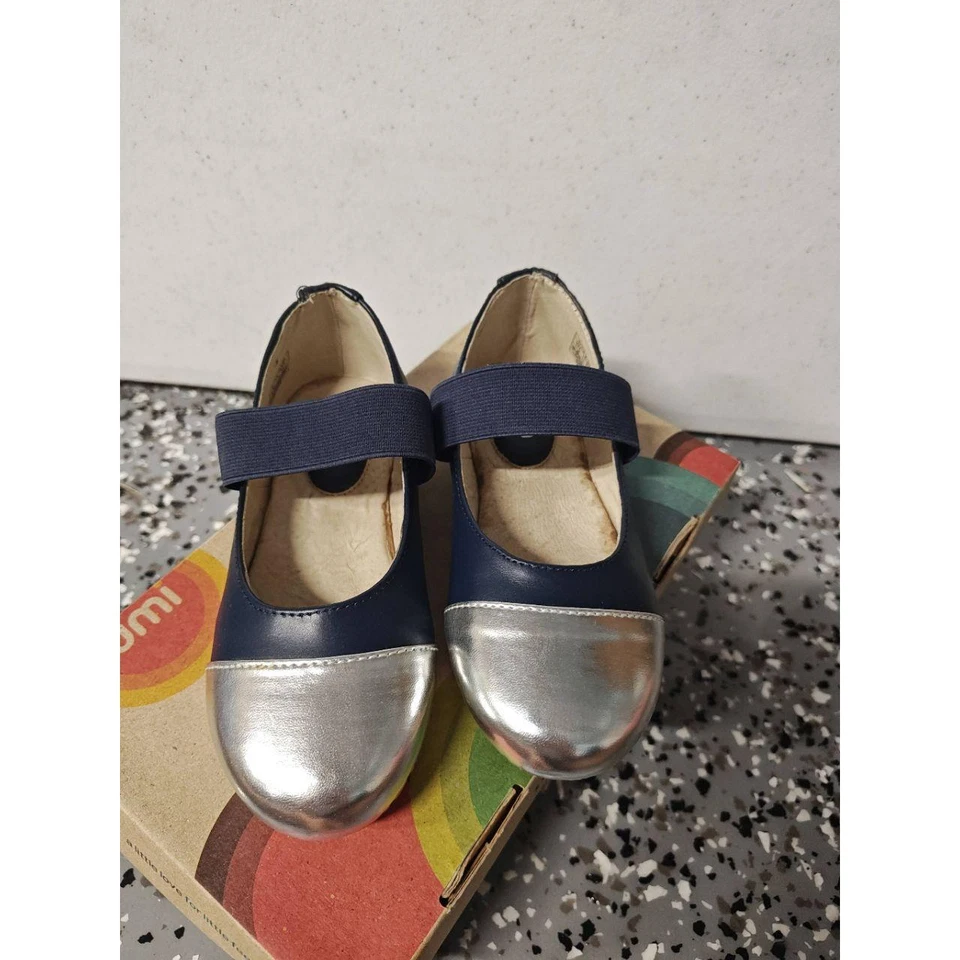 UMI Elaina Flats Mary Jane Blue Silver Toe Elastic Strap Ballet EU 27 US 11.5 - Image 3 of 4