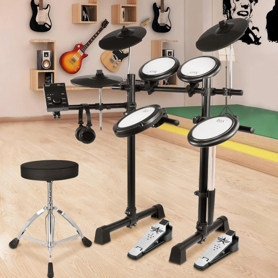 Juego de batería eléctrica USB MIDI Silent Mesh Pad Kit de batería electrónica 300 sonidos Foto 3 de 4