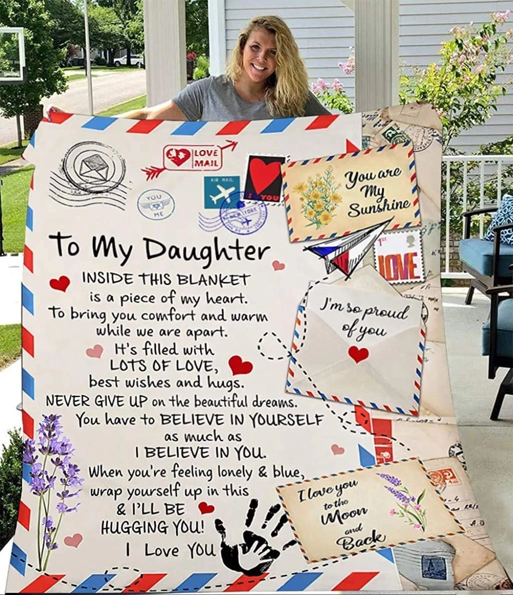 Fleece Blanket to My Daughter from Mom Dad You Are My Sunshine