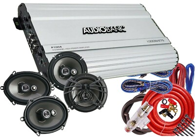 Soundstream AF.653 6.5  & AF.573 5x7'' Speakers +Audiobank P1004 Amp + 4CH Kit 