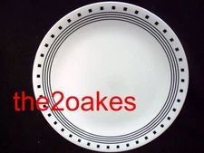 5 Corelle City Block Bread Salad Dessert  6-3/4" Plates Black Rings & Squares