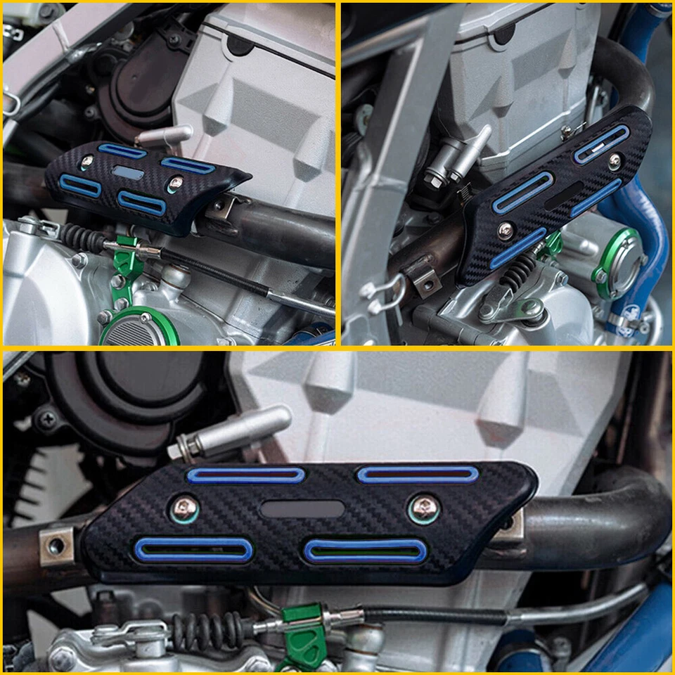 Pipe Heat Shield Carbon Fiber & blue Universal For SuzUSi DRZ125 DR650SE DRZ250 - Image 3 of 4