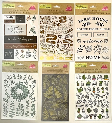 Crafter's Square RUB-ON TRANSFERS Scrapbooking Paper Crafts Card Making CHOICES