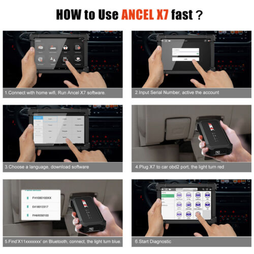 Ancel X7 OBD2 Scanner All System TPMS SRS IMMO DPF Bidirectional Diagnostic Tool - Imagen 10 de 13