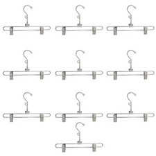 100 Pc 12" Metal Hangers Chrome Pant  Skirt Hanger Clip Retail Store Adult Size